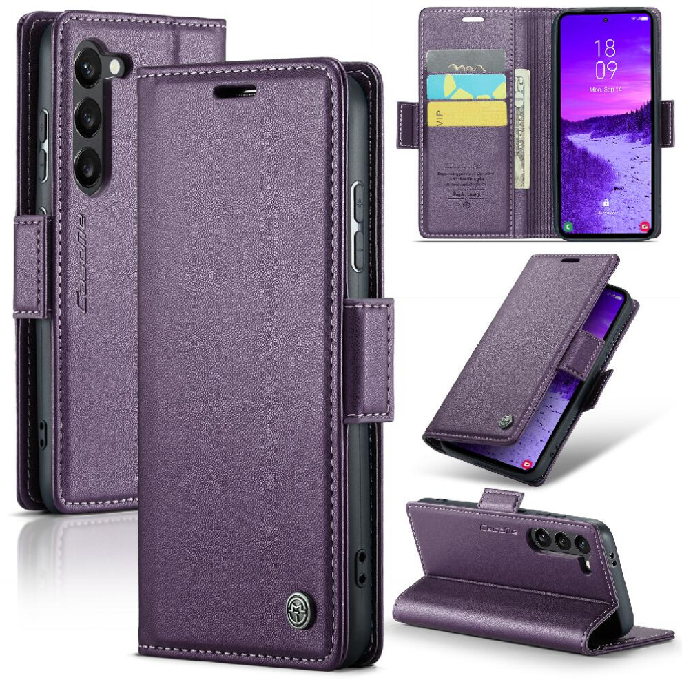 (Purple) Caseme Case For Samsung Galaxy S24 Plus Kickstand Shockproof Case Card Slot Anti Fraud Wallet Case Purple 764762660697