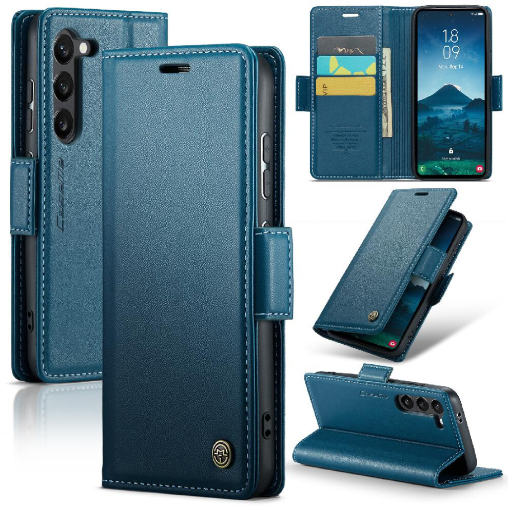 (Blue) Caseme Case For Samsung Galaxy S24 Kickstand Wallet Case Shockproof Case Card Slot Anti Fraud Blue 764762660710