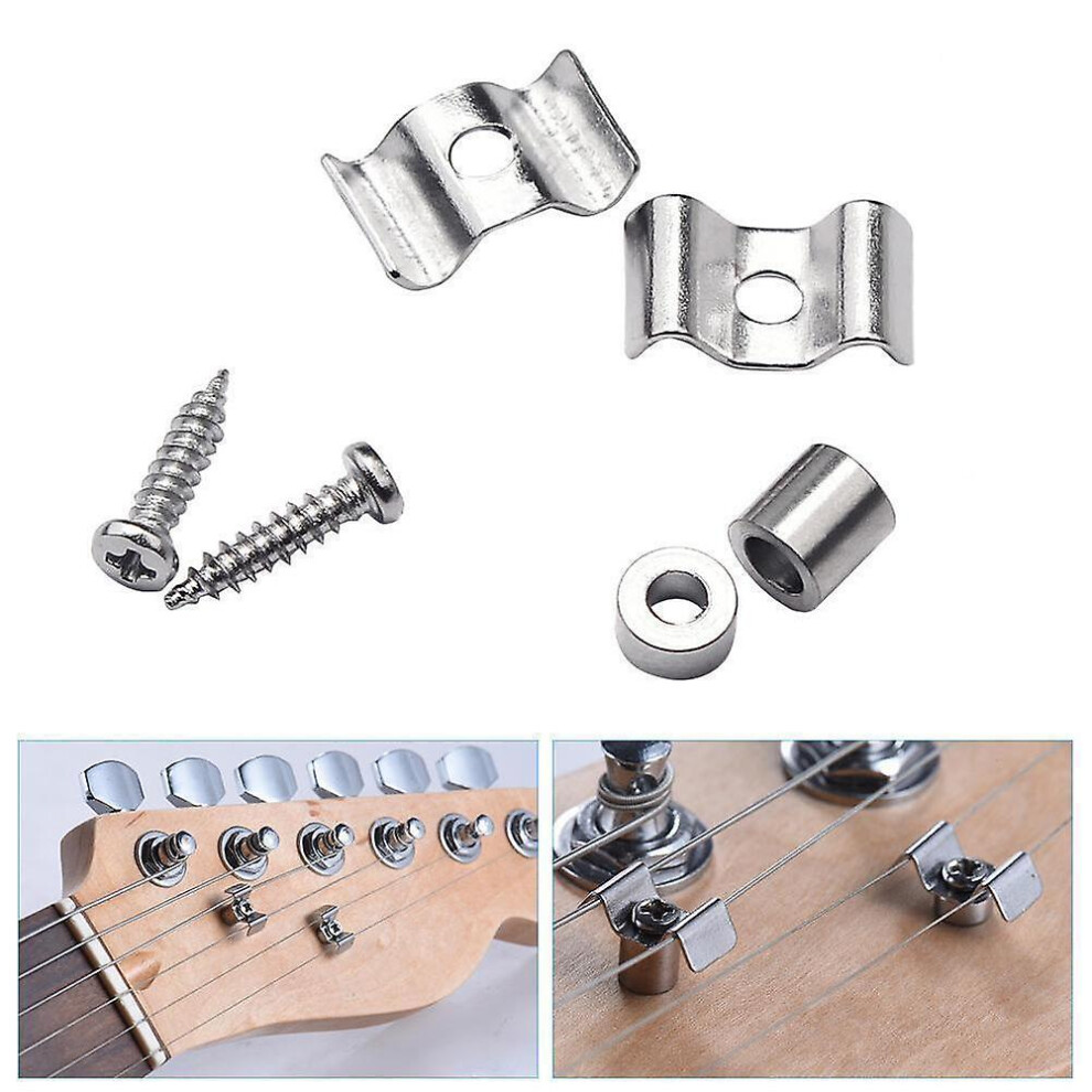 (Silver) Pair Guitar String Trees Guides Or Butterflys Retainers Ferrules And With J8s Silver