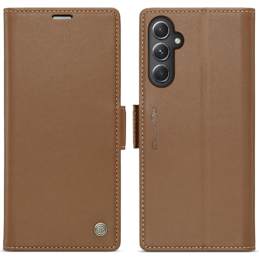 (Brown) Caseme Case For Samsung Galaxy S23 Fe Shockproof Case Anti Fraud Wallet Case Kickstand Card Slot Brown 764762660840