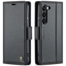 (Black) CaseMe Case For Samsung Galaxy S23 Plus Anti Fraud Card Slot Kickstand Wallet Case Shockproof Case