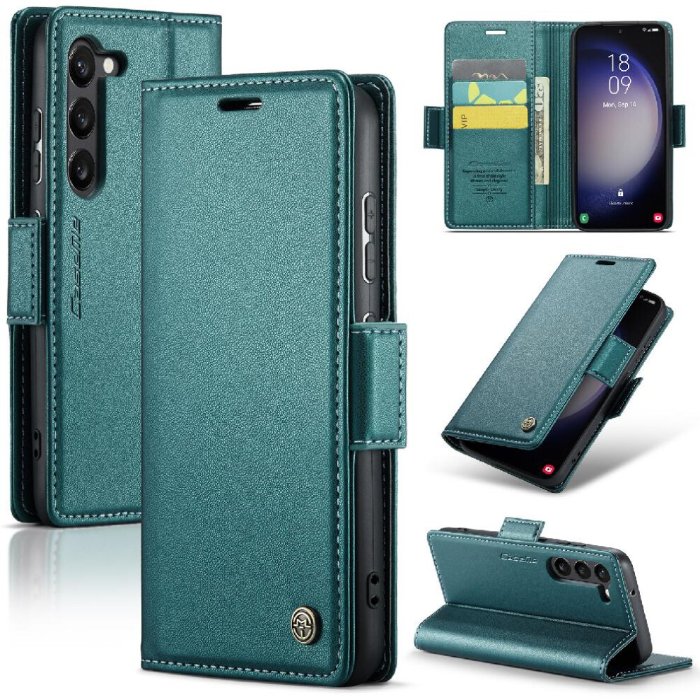 (Green) Caseme Case For Samsung Galaxy S23 Anti Fraud Card Slot Wallet Case Shockproof Case Kickstand Green 764762660949