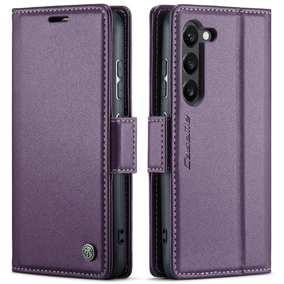 (Purple) Caseme Case For Samsung Galaxy S23 Anti Fraud Card Slot Wallet Case Shockproof Case Kickstand Purple