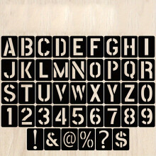 (Black, PP) 42pcs, Letter Number Symbol Craft Hollow Stencil Stamping Embossing Template
