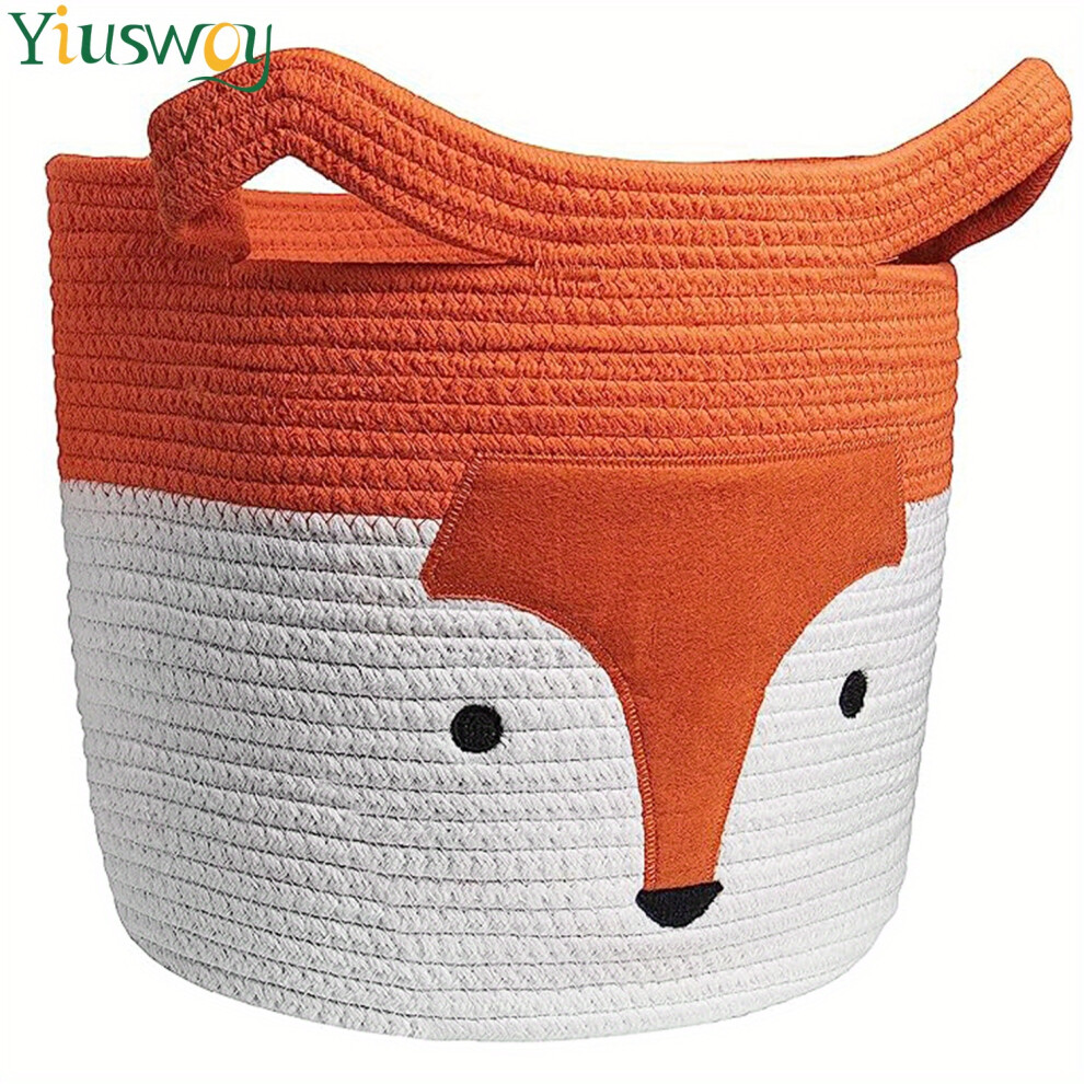 (Orange & White) Fox Pattern Hamper, Kids Laundry Basket, Large Toys Storage Basket