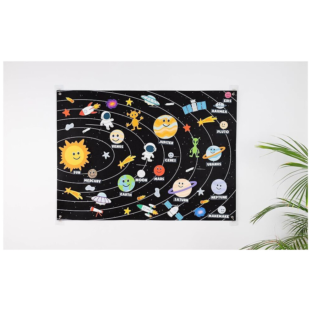 (Solar System) Solar System for Kids Toys with 61 Felt Figures Birthday Gifts of Planets