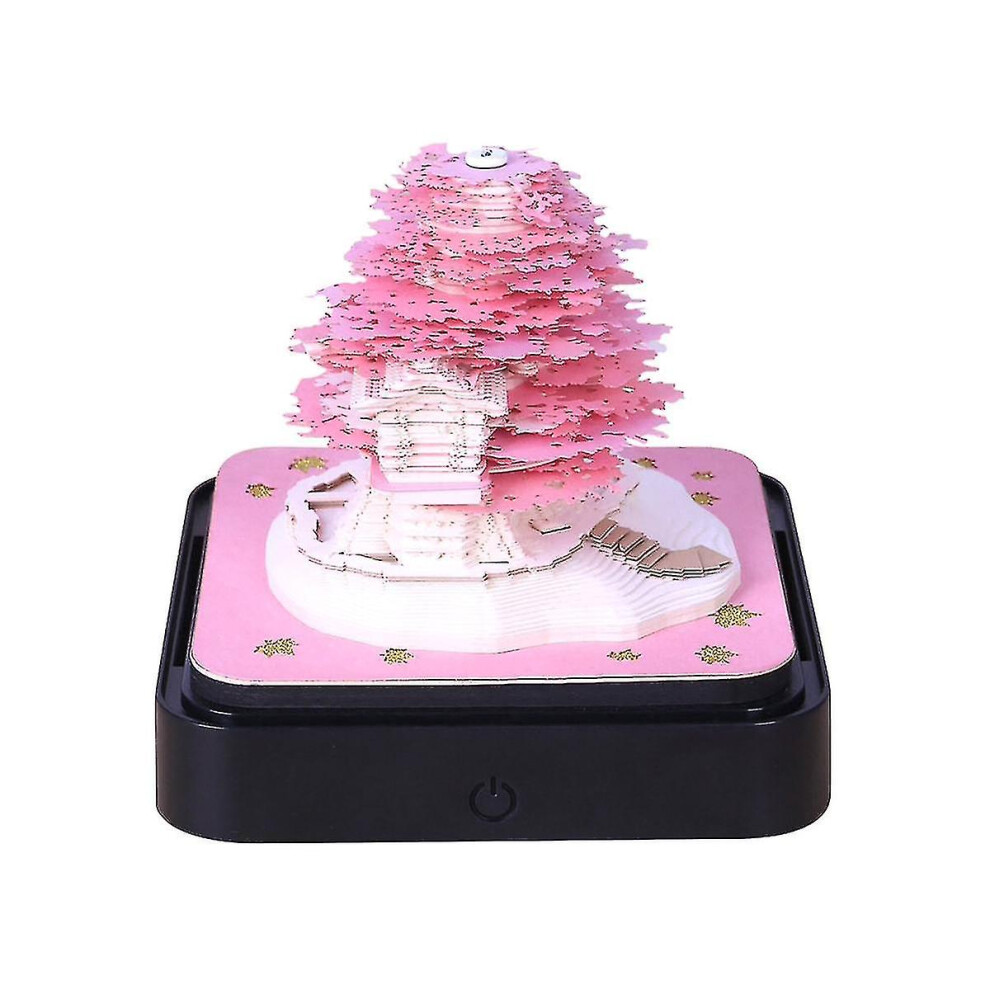 2024 Calendar Memo Pad, Desk Calendar With Led Lights 3d Notepad Paper Carving Gift Desktop Decorat