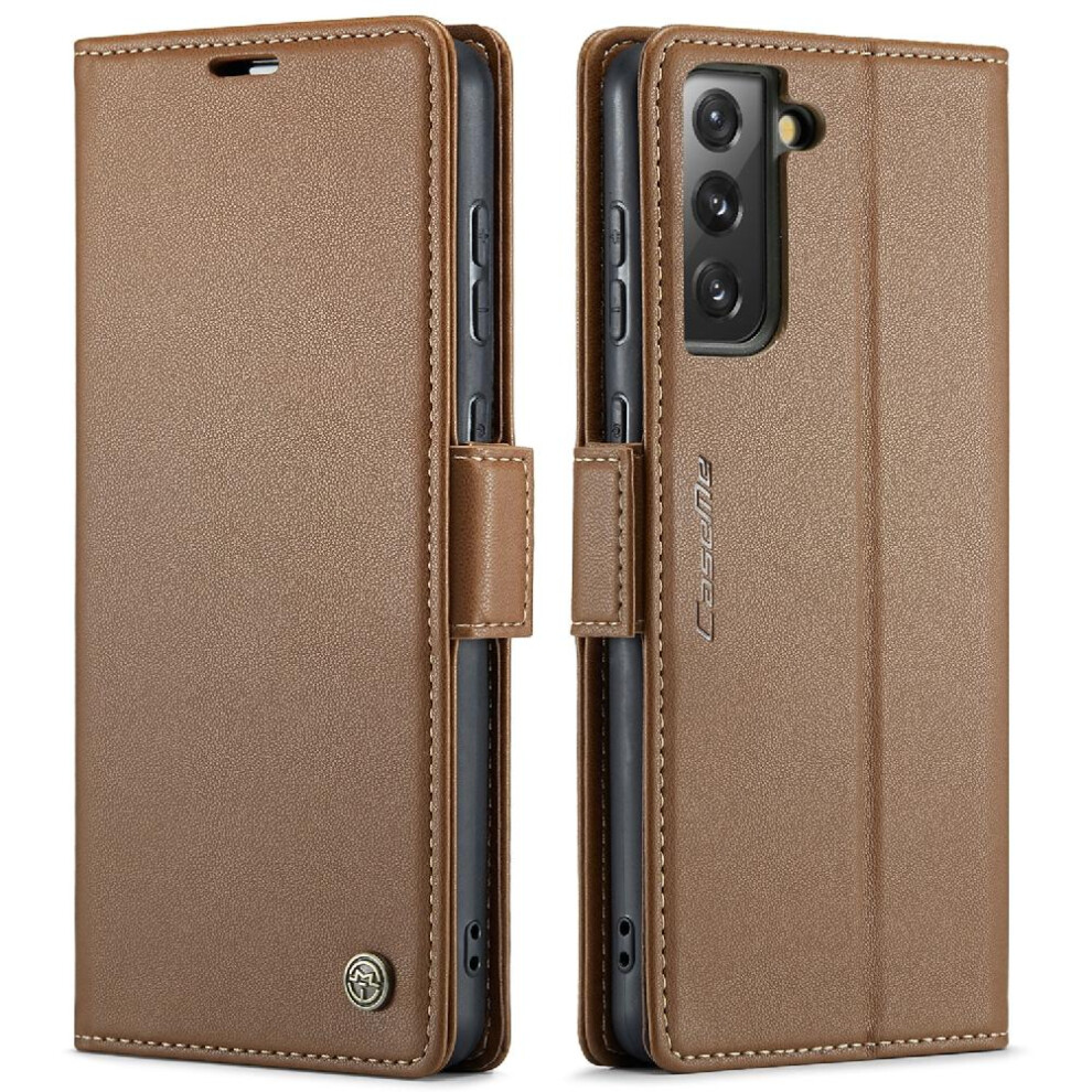(Brown) Caseme Case For Samsung Galaxy S21 Fe Shockproof Case Wallet Case Card Slot Kickstand Anti Fraud Brown 764762661205