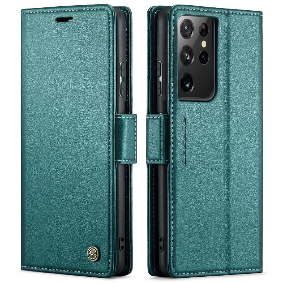 (Green) Caseme Case For Samsung Galaxy S21 Ultra Kickstand Shockproof Case Anti Fraud Wallet Case Card Slot Green 764762661243