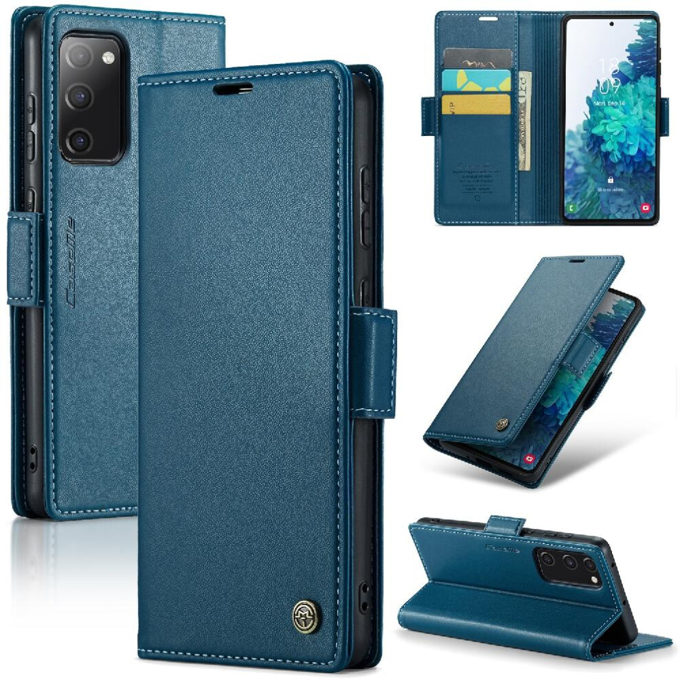 Gangxun (Blue) Caseme Case For Samsung Galaxy S20 Fe Shockproof Case Wallet Case Kickstand Card Slot Anti Fraud Blue