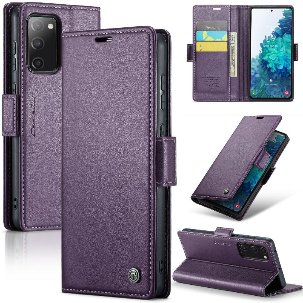 (Purple) Caseme Case For Samsung Galaxy S20 Fe Shockproof Case Wallet Case Kickstand Card Slot Anti Fraud Purple 764762661472