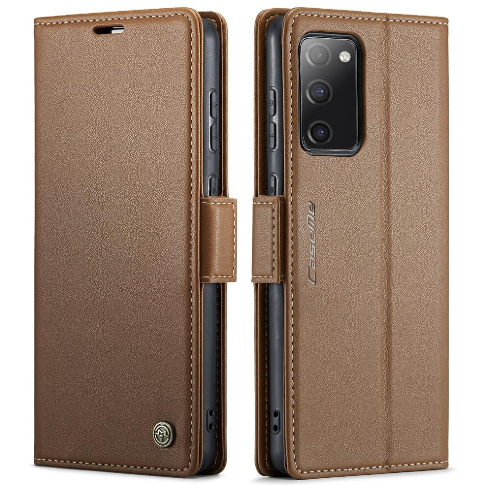 (Brown) Caseme Case For Samsung Galaxy S20 Fe Shockproof Case Wallet Case Kickstand Card Slot Anti Fraud Brown 764762661441