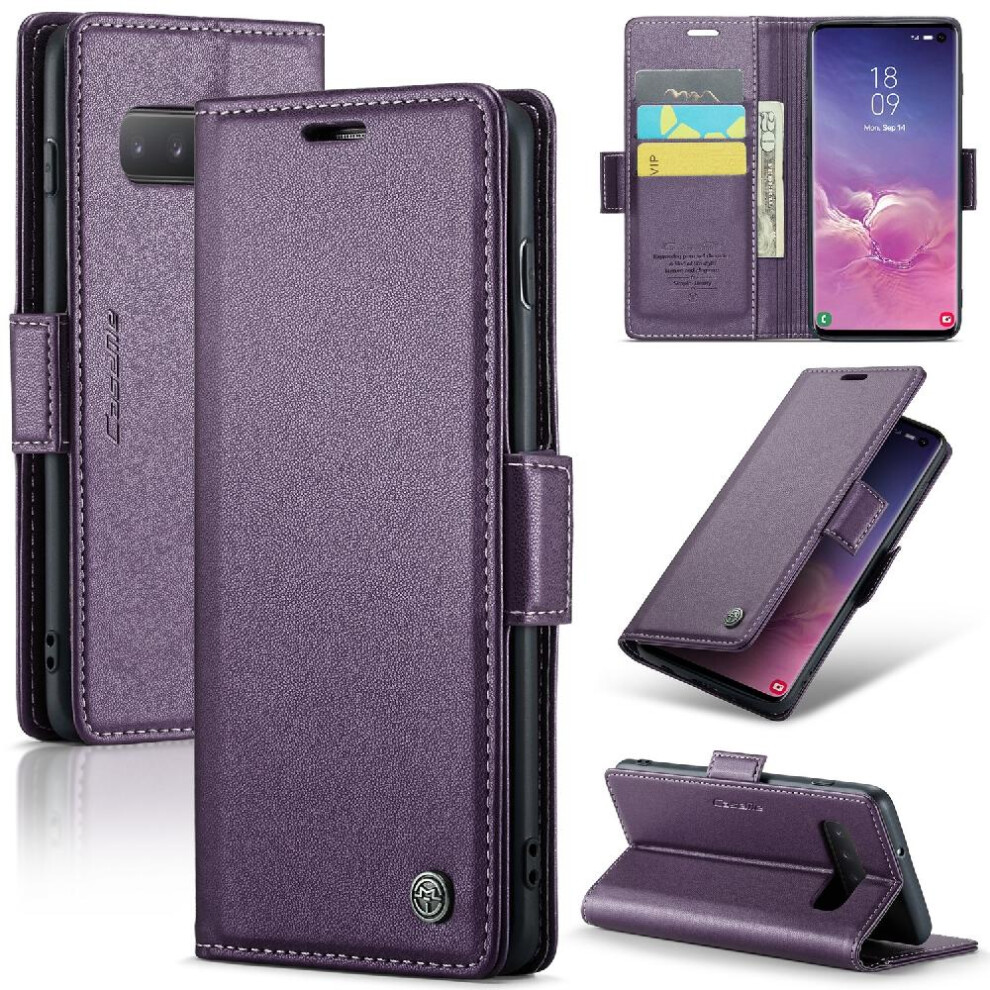 (Purple) Caseme Case For Samsung Galaxy S10 Plus Wallet Case Anti Fraud Card Slot Kickstand Shockproof Case Purple 764762661717