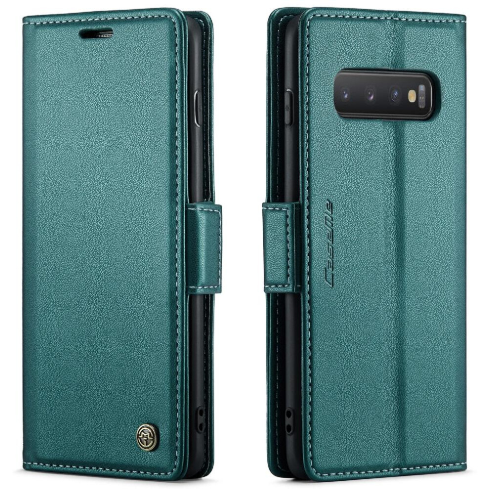 (Green) Caseme Case For Samsung Galaxy S10 Wallet Case Anti Fraud Shockproof Case Card Slot Kickstand Green 764762661724