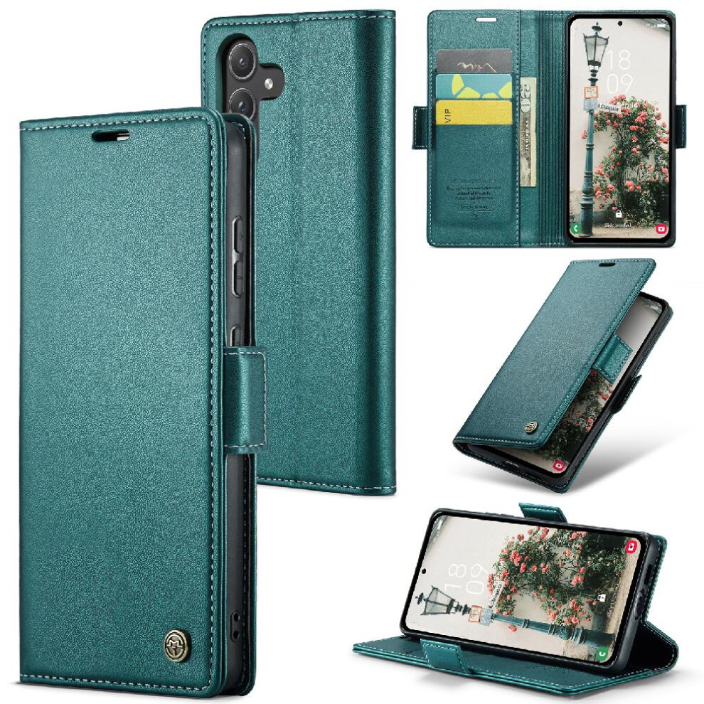 (Green) Caseme Case For Samsung Galaxy A55 5G Shockproof Case Anti Fraud Kickstand Card Slot Wallet Case Green 764762662141