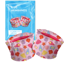 Kids Armbands for Swimming Pool, Pink Design, Ages 3-6 Years