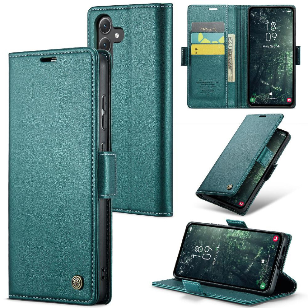 (Green) Caseme Case For Samsung Galaxy A35 5G Wallet Case Card Slot Anti Fraud Kickstand Shockproof Case Green 764762662561