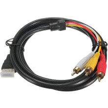 Xox-hdmi To Rca Tv Cable Hdmi Male To 3 Rca Male Av Cable Video Audio Component Converter Adapter 1080p Cable For Hdtv Black 5ft/1.5m