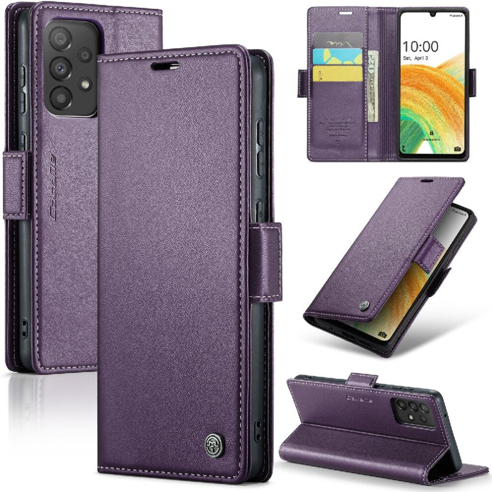 (Purple) Caseme Case For Samsung Galaxy A33 5G Kickstand Card Slot Wallet Case Shockproof Case Anti Fraud Purple 764762662738