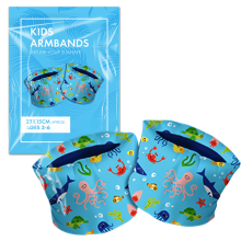 Kids Armbands for Swimming Pool, Blue Design, Ages 3-6 Years