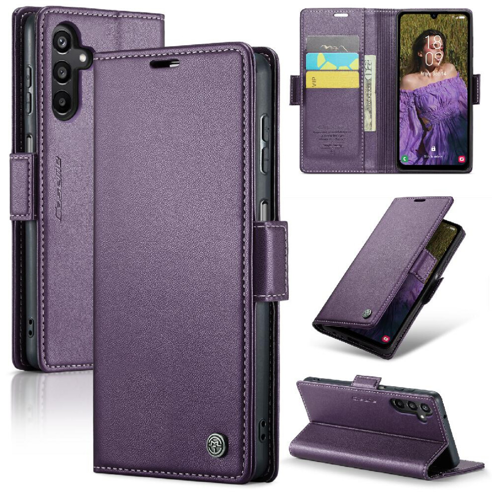 (Purple) Caseme Case For Samsung Galaxy A15 4G/5G Wallet Case Card Slot Kickstand Anti Fraud Shockproof Case Purple 764762662974