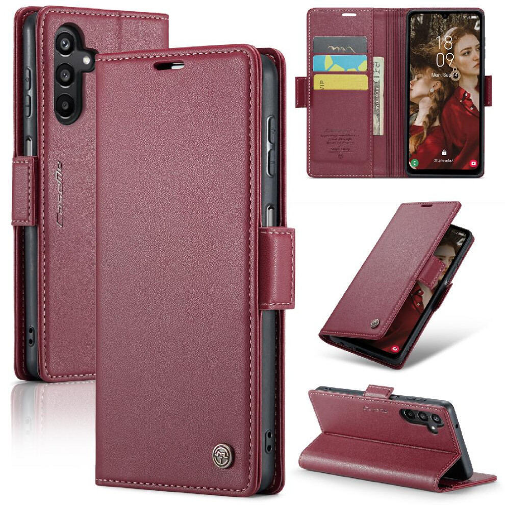 (Red) Caseme Case For Samsung Galaxy A15 4G/5G Wallet Case Card Slot Kickstand Anti Fraud Shockproof Case Red 764762662967