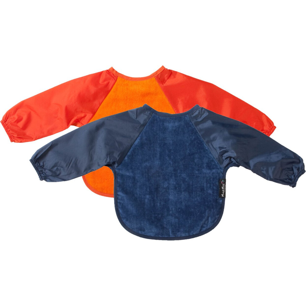 Mum2mum 18M - 3Y Sleeved Multipack In Navy/ Orange Wonder Bib