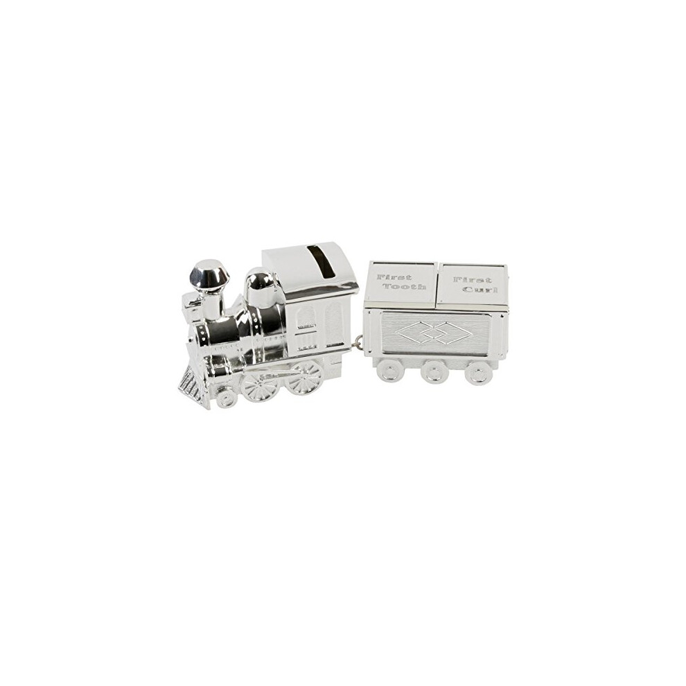 SOLEFAVORS Bambino Silver Plated Train Money Box & First Tooth and Curl Carriage