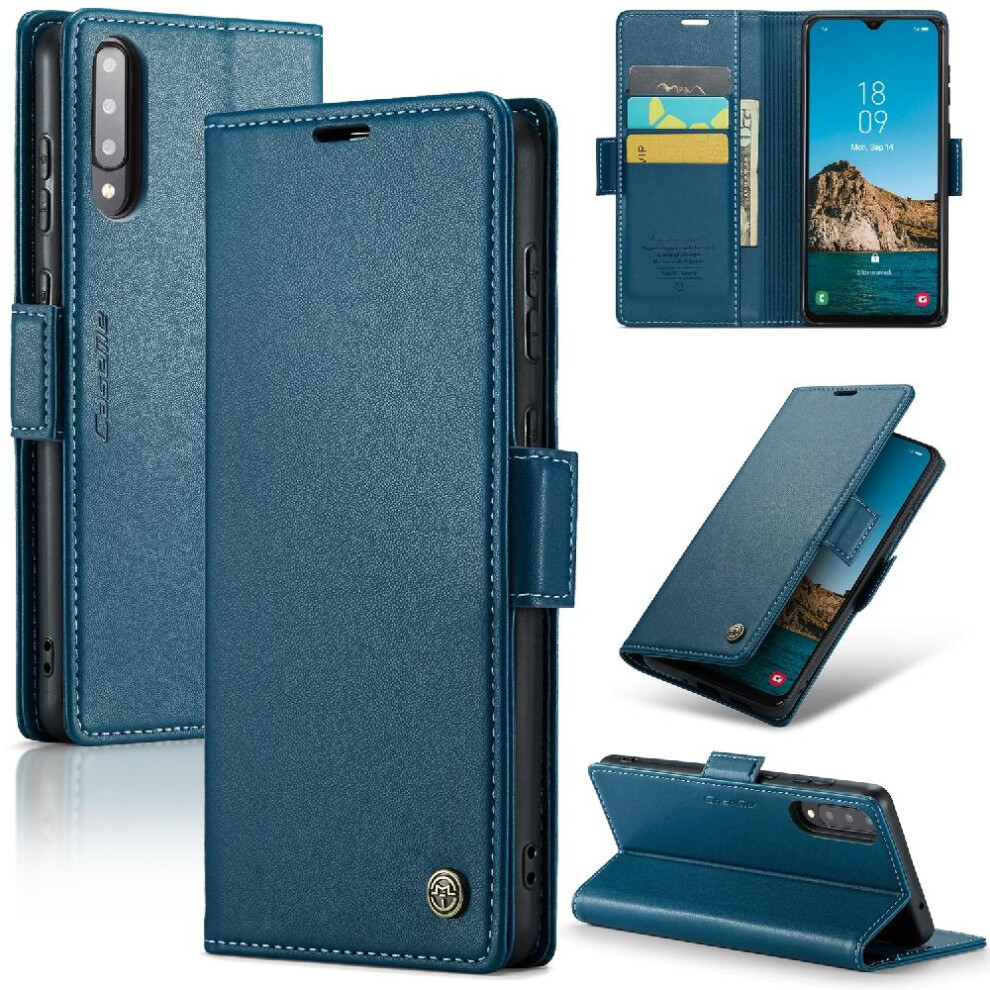 (Blue) Caseme Case For Samsung Galaxy A50/A50s/A30s Anti Fraud Kickstand Wallet Case Card Slot Shockproof Case Blue 764762662998