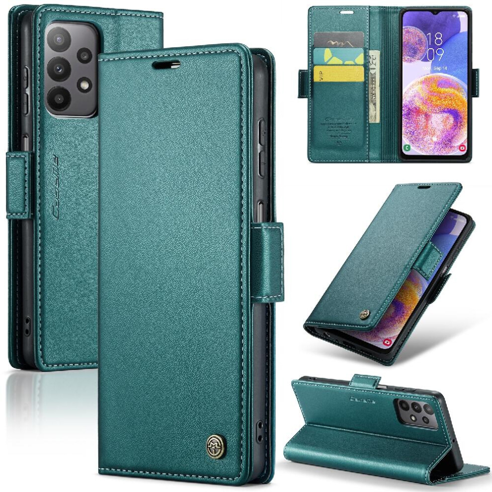 (Green) Caseme Case For Samsung Galaxy A23 4G/5G Shockproof Case Card Slot Anti Fraud Wallet Case Kickstand Green 764762663100