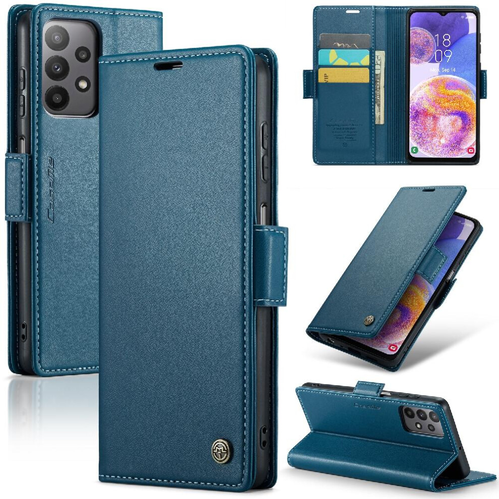 (Blue) Caseme Case For Samsung Galaxy A23 4G/5G Shockproof Case Card Slot Anti Fraud Wallet Case Kickstand Blue 764762663117