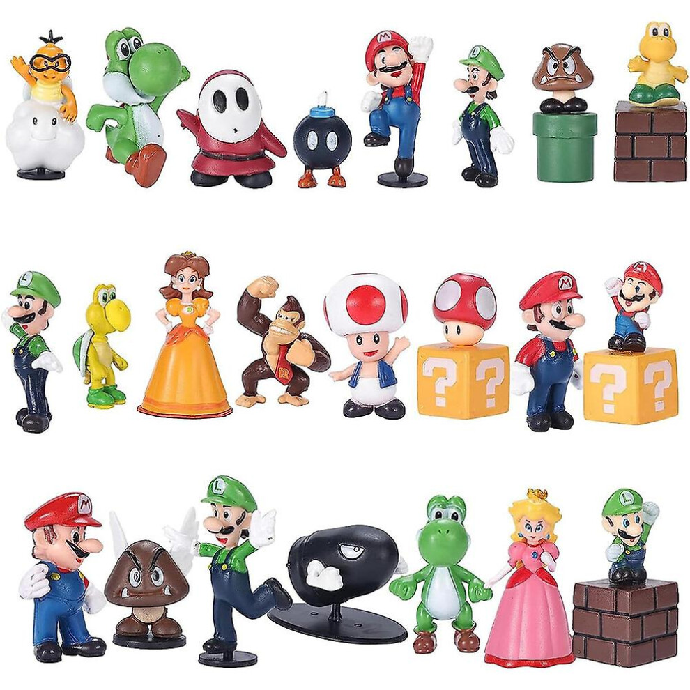 23Pcs/Set Super Mario Bros Action Figure Toys, Mario Bros, Princess Orangutan, Mushroom, Turtle Series Ornament Peach