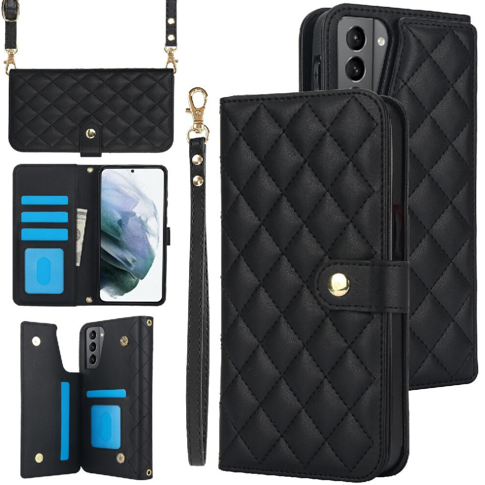 Photos - Case   for Samsung Galaxy S23 Fe Crossbody Style with 5 Card Slots Premium Protection Stand Function Anti Theft Brush(Black)