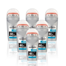 L'Oréal Men Expert Fresh Extreme Roll On Deodorant for Men 50 ml Pack of 6, Bulk Buy