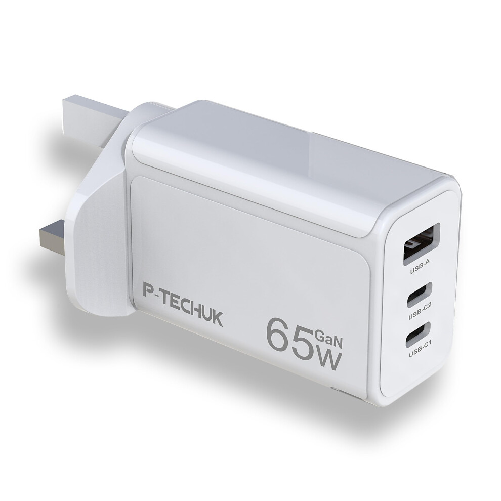 65W 3-Port GaN Type C PD Fast Power Charger Adapter, Wall Charger for iPad Air/Mini, MacBook, iPhone 13/14, Samsung S22