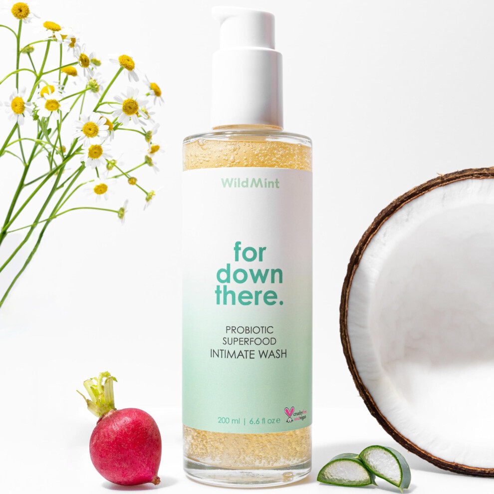 Wildmint Probiotic Intimate Wash For Down There | Natural Feminine Wash For Shaving, Period & Hygiene | Ph Balanced &