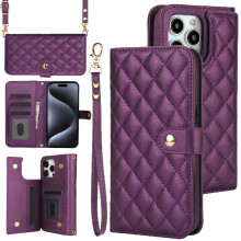 (Dark violet) Case for iphone 12 Pro Max Premium Protection Stand Function Crossbody Style with 5 Card Slots Anti Theft Brush Leather Wallet Case