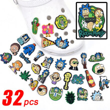32pcs Rick And Morty Shoe Charms, For Clog Sandals Croc Shoes Diy Decoration Accessories For Kids Gift