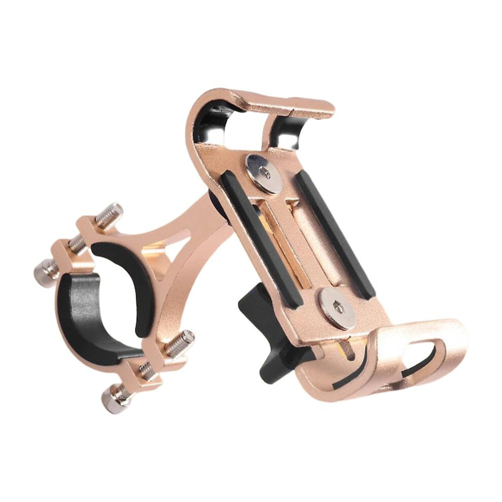 (Gold) Aluminum Alloy Bike Phone Holder 360 Rotating Bike Handlebar Cycling Clip-On Phone Clamp Holdermount Gold 6909589522078