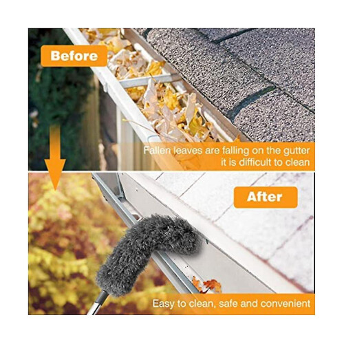 Gutter Cleaning Brush Roofing Tool With Telescopic Extendable Pole 8.2ft Guard Cleaner Tool 2