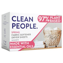 Clean People All Natural Fabric Softener Sheets - Plant-Based, Eco Friendly Dryer Sheets - Naturally Softens & Removes