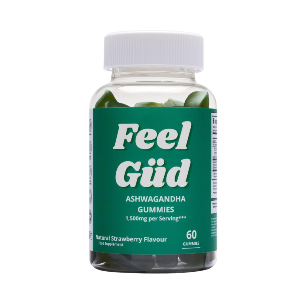 Feel Güd Ashwagandha Gummies By - 1500Mg High Strength, Vegan, 60 Chews - Calm Anxiety, Sleep Support, Libido & Hormone Balance