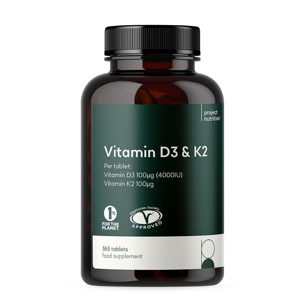 Project Nutrition Vitamin D3 K2 Tablets 4000Iu - 12 Month Supply - Easy Swallow - 365 Vegetarian 4000 Iu High Strength Vitamin D & 100 Mcg