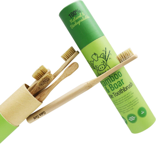 - Natural Boar Bristle Bamboo Toothbrush - Compostable and Biodegradable 1