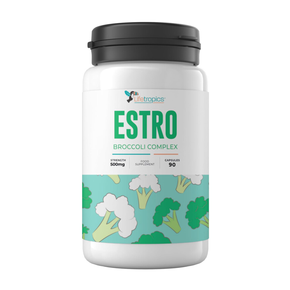 Lifetropics Estro Broccoli Complex - Estrogen Balance Supplement - 500Mg Broccoli And Calcium D-Glucarate - 90 Vegetable Capsules