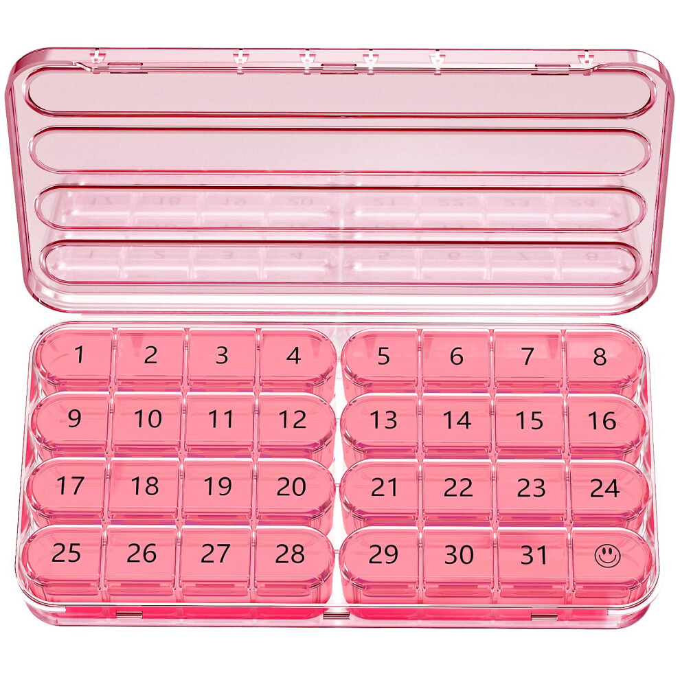 Zoksi Monthly Pill Box Organiser 1 Time A Day,30 Day Tablet Organizer,One Month Medicine Storage Box,31 Day Pill Case For