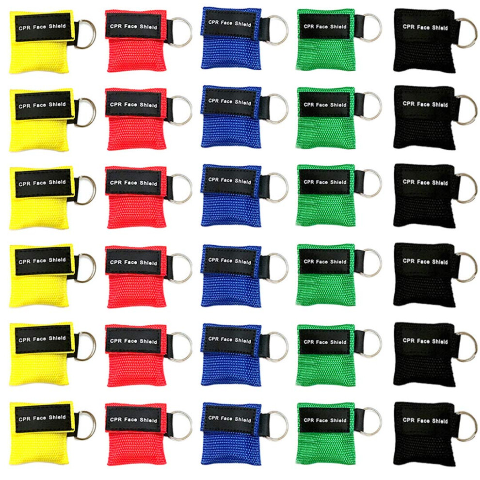 Yzpacc Set Of 30 Cpr Mask, Disposable Cpr Shield Emergency Mask Key Chain Ring,With One-Way Valve Breathing Barrier For First