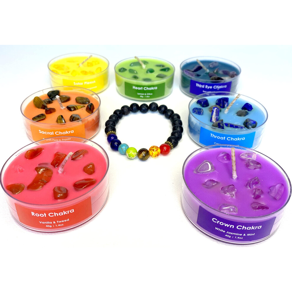 Toughcut Uk Serenity Crystals Chakra Candle Set - Beautifully Crafted Crystal Infused Candles For Meditation, Healing And Wellness A
