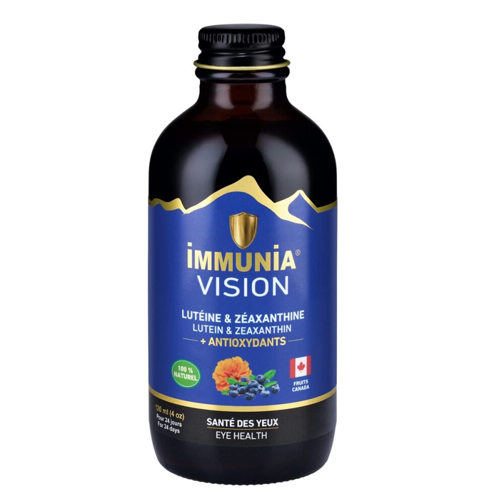 Immunia Vision - Wild Blueberry Concentrate + Lutein 20 Mg. Eye Health Antioxidant Supplement. Liquid Formula. Delicious Taste.