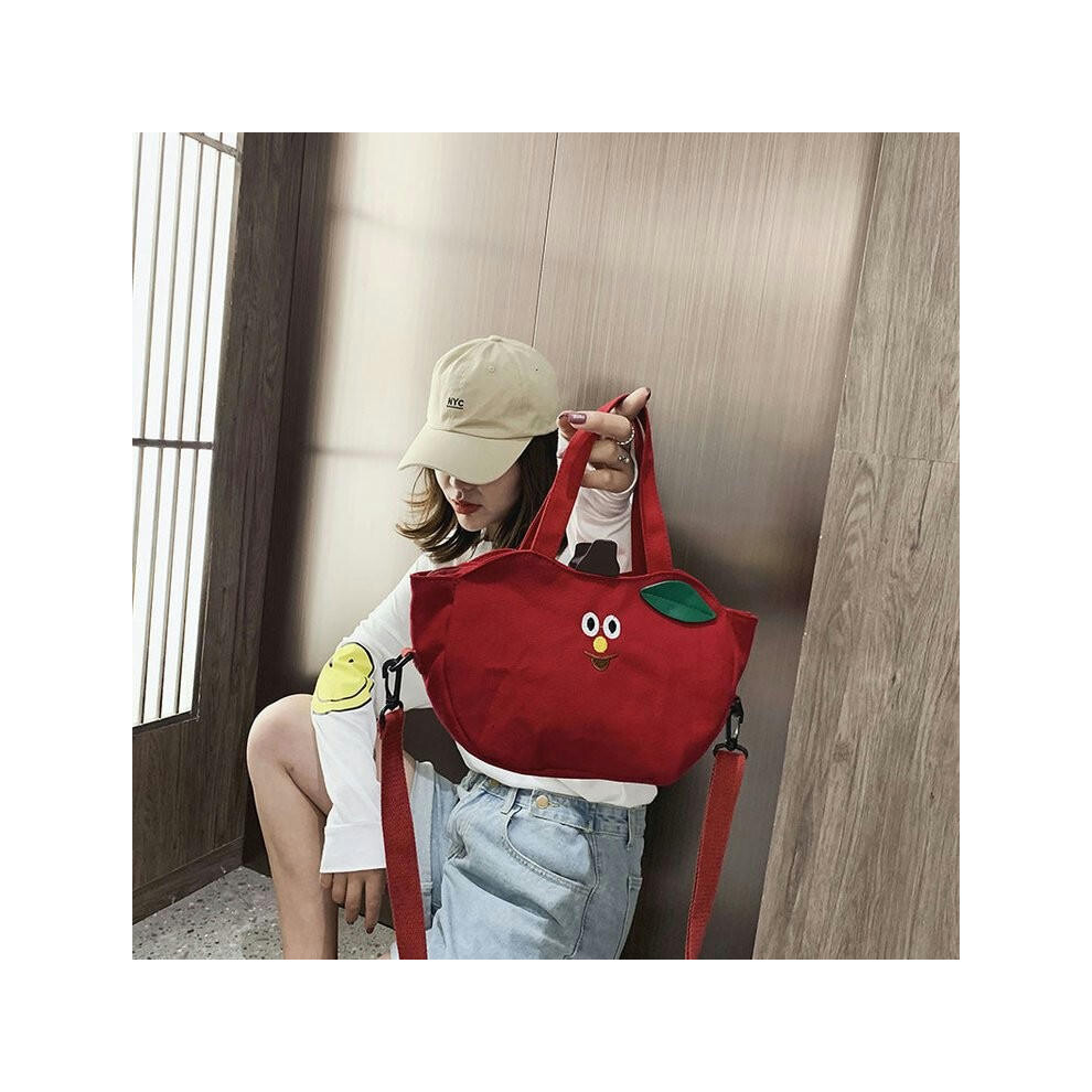 (red) Korean INS Banana Bag Cartoon Cute Soft Girl Messenger Bag Cute Girl Canvas Bag Female Students